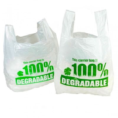 Sacs à provisions entièrement compostables, forme écologique de T-shirt de sachets en plastique