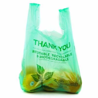 Sacs végétaux biodégradables de 100 %, sachets en plastique faits sur commande avec des poignées